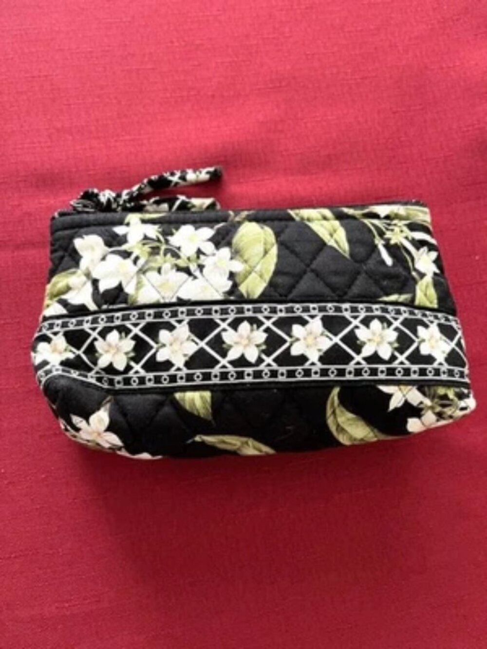 Vintage Vera Bradley Jasmine Pattern Quilted Lined Makeup Cosmetic Bag